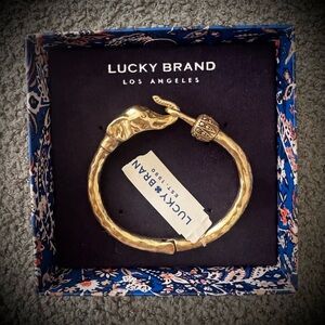 Lucky Brand Gold Elephant Head Bangle Bracelet